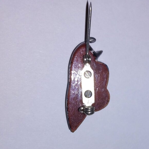 Vintage Carved Wood Artisan Quail Brooch 1.25” Cottagecore Folk Art Quiet Luxury - Picture 5 of 7